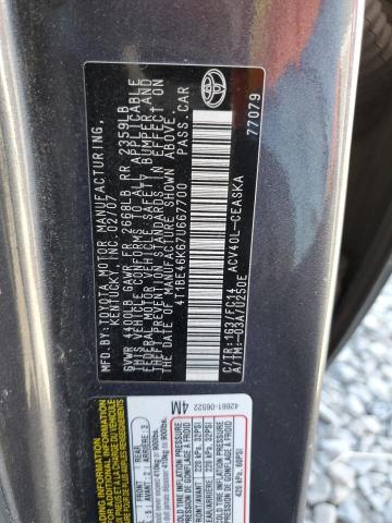 4T1BE46K67U667700 - 2007 TOYOTA CAMRY CE GRAY photo 13