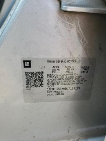 1G1BC5SM6K7129179 - 2019 CHEVROLET CRUZE LS SILVER photo 12