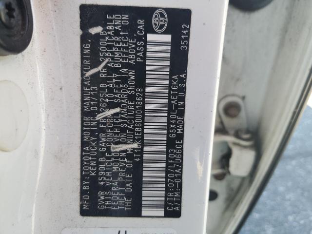 4T1BK1EB6DU018628 - 2013 TOYOTA AVALON BASE 白色 照片 12