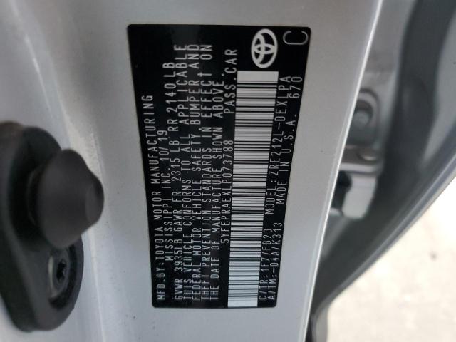 5YFEPRAEXLP073788 - 2020 TOYOTA COROLLA LE SILVER photo 12