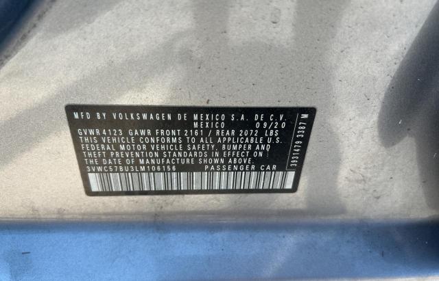 3VWC57BU3LM106156 - 2020 VOLKSWAGEN JETTA S Күміс фото 10