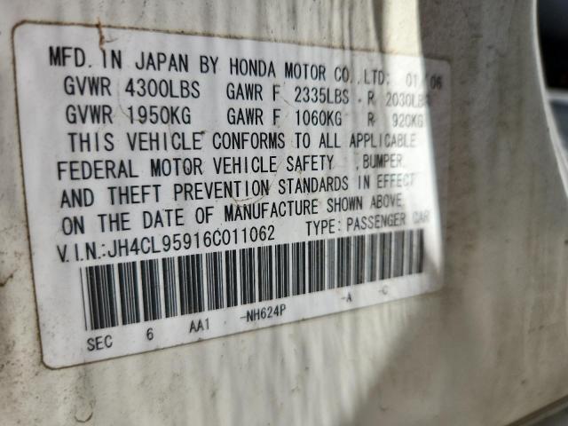 JH4CL95916C011062 - 2006 ACURA TSX WHITE photo 12