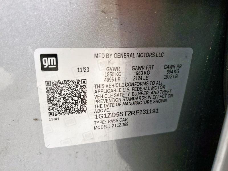 1G1ZD5ST2RF131191 - 2024 CHEVROLET MALIBU LT GRAY photo 12