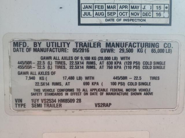 1UYVS2534HM850928 - 2017 UTILITY VS2RA WHITE photo 10