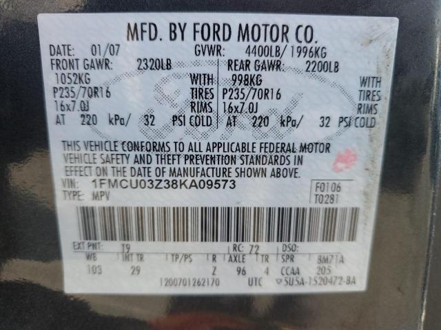 1FMCU03Z38KA09573 - 2008 FORD ESCAPE XLT CHARCOAL photo 13