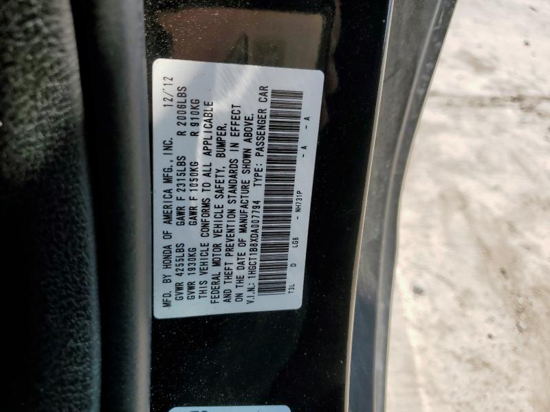 1HGCT1B8XDA007794 - 2013 HONDA ACCORD EXL BLACK photo 12