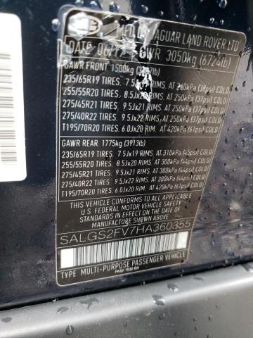 SALGS2FV7HA360355 - 2017 LAND ROVER RANGE ROVE HSE BLUE photo 13