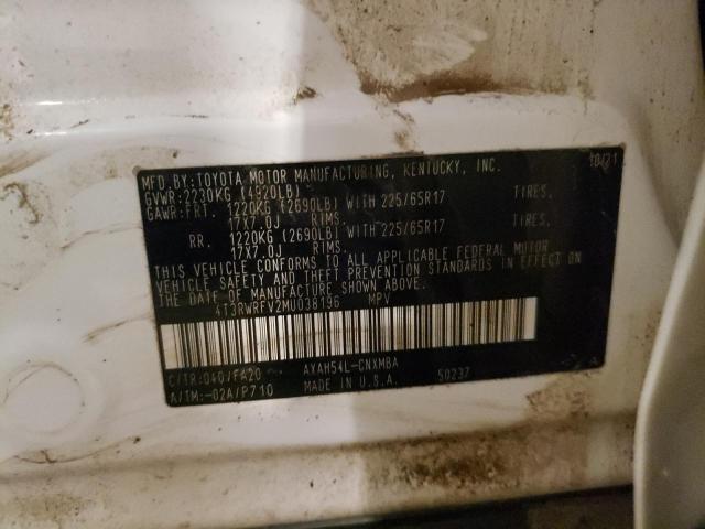 4T3RWRFV2MU038196 - 2021 TOYOTA RAV4 XLE Biały zdjęcie 14
