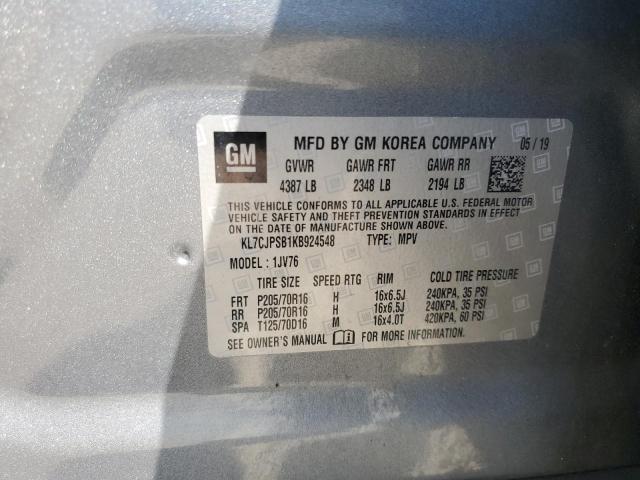 KL7CJPSB1KB924548 - 2019 CHEVROLET TRAX 1LT Boz foto 13