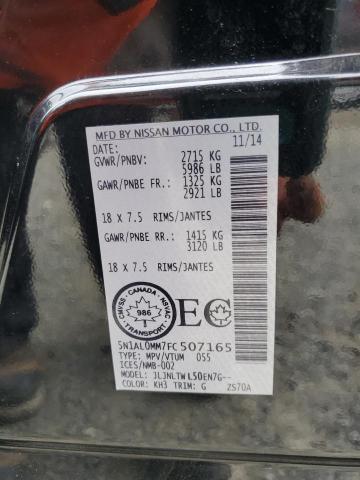 5N1AL0MM7FC507165 - 2015 INFINITI QX60 BLACK photo 14