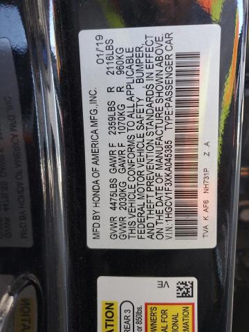 1HGCV1F3XKA045385 - 2019 HONDA ACCORD SPORT Siyah fotoğraf 12