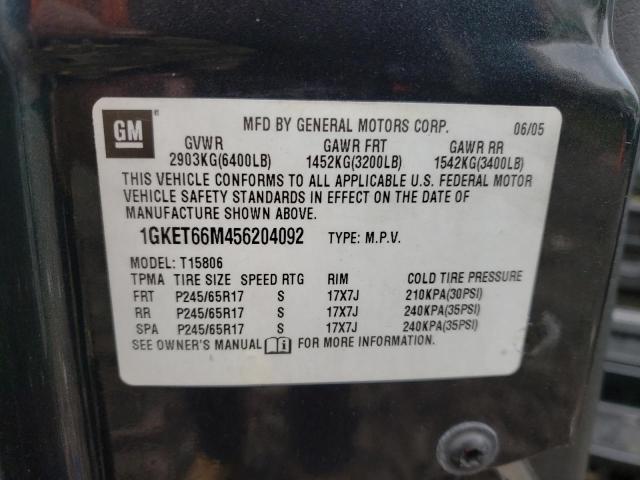 1GKET66M456204092 - 2005 GMC ENVOY DENALI XL CHARCOAL photo 13