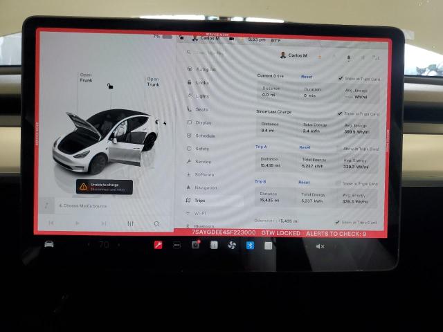 7SAYGDEE4SF223000 - 2025 TESLA MODEL Y WHITE photo 9