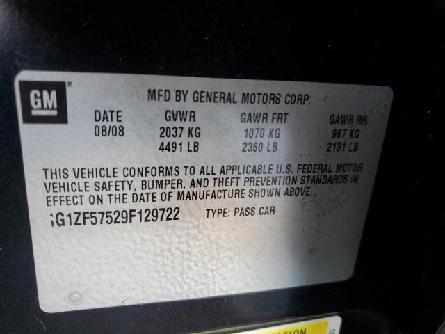 1G1ZF57529F129722 - 2009 CHEVROLET MALIBU HYBRID BLACK photo 12