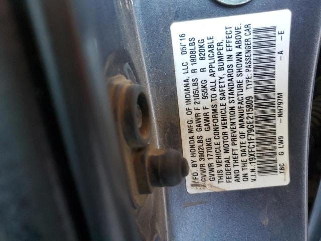 19XFC1F79GE215809 - 2016 HONDA CIVIC EXL ნაცრისფერი ფოტო 13