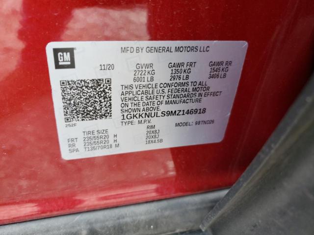 1GKKNULS9MZ146918 - 2021 GMC ACADIA SLT RED photo 13