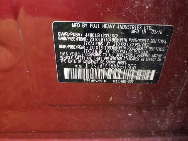 JF2SJADC0GG551306 - 2016 SUBARU FORESTER 2.5I PREMIUM 勃艮第红 照片 13