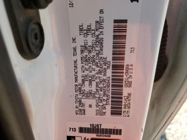 5TFRU5F1XCX026416 - 2012 TOYOTA TUNDRA DOUBLE CAB SR5 WHITE photo 12