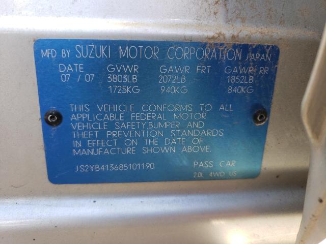 JS2YB413685101190 - 2008 SUZUKI SX4 BASE SILVER photo 12