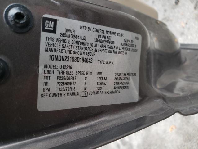 1GNDV23158D184642 - 2008 CHEVROLET UPLANDER LS BROWN photo 13