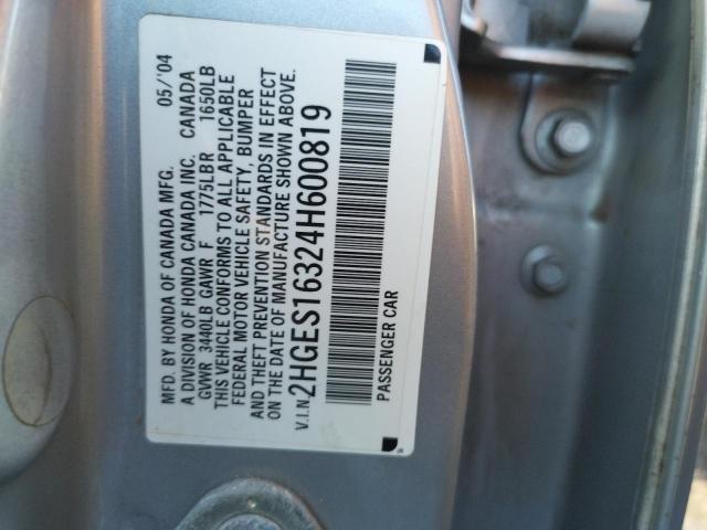 2HGES16324H600819 - 2004 HONDA CIVIC DX VP Gümüş foto 12