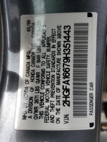 2HGFA16679H351443 - 2009 HONDA CIVIC LX-S CHARCOAL photo 12