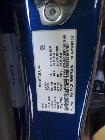 5YJ3E1EB8RF759086 - 2024 TESLA MODEL 3 Mavi foto 12