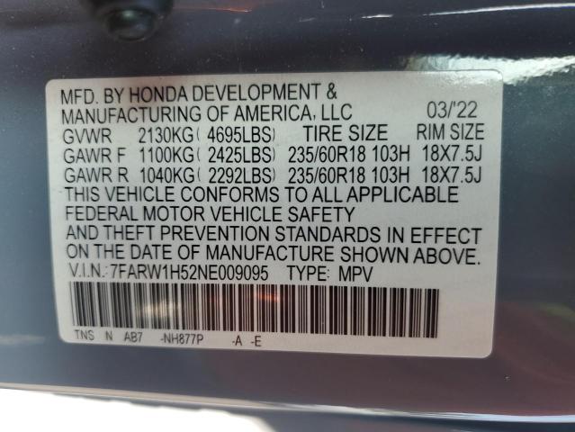 7FARW1H52NE009095 - 2022 HONDA CR-V EX ლურჯი ფოტო 13