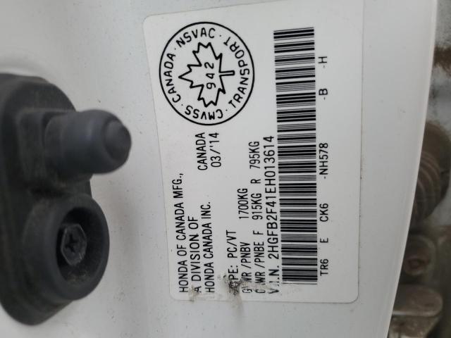 2HGFB2F41EH013614 - 2014 HONDA CIVIC LX WHITE photo 13