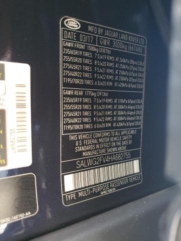 SALWG2FV4HA682755 - 2017 LAND ROVER RANGE ROVE SE BLUE photo 13