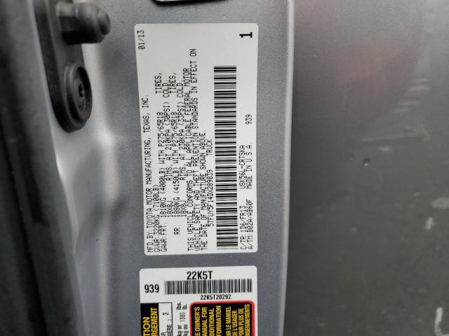 5TFUY5F14DX289839 - 2013 TOYOTA TUNDRA DOUBLE CAB SR5 SILVER photo 12