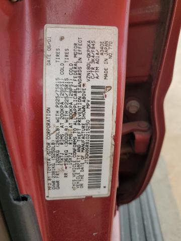 JT3GN86R810215250 - 2001 TOYOTA 4RUNNER SR5 勃艮第红 照片 13