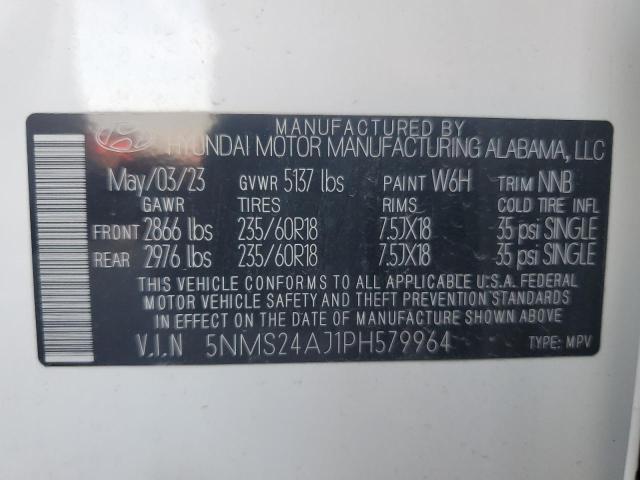 5NMS24AJ1PH579964 - 2023 HYUNDAI SANTA FE SEL Weiß Foto 14