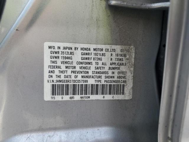 JHMGE8H37DC057599 - 2013 HONDA FIT ვერცხლისფერი ფოტო 12