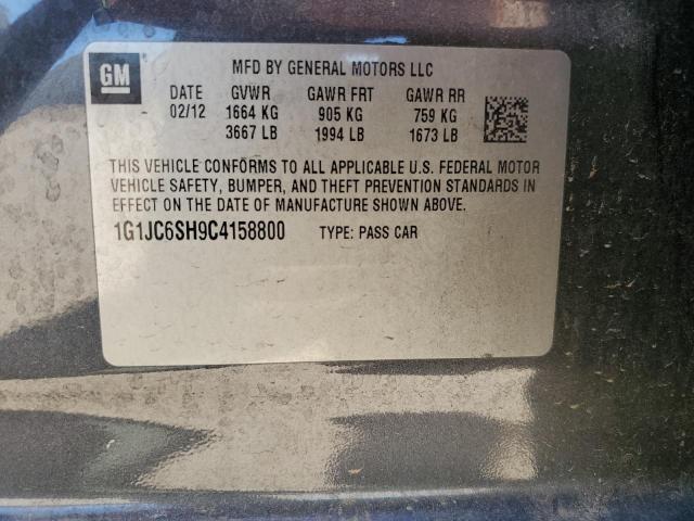 1G1JC6SH9C4158800 - 2012 CHEVROLET SONIC LT CHARCOAL photo 12