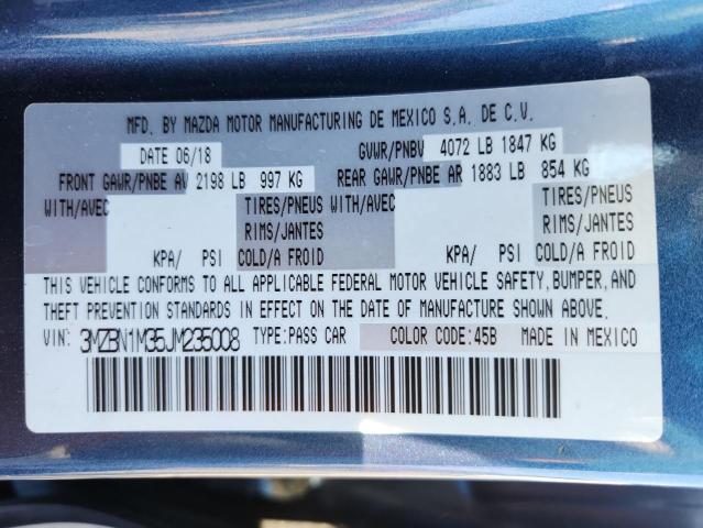 3MZBN1M35JM235008 - 2018 MAZDA 3 GRAND TOURING Blau Foto 12