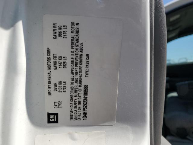 1G4HP52K234108588 - 2003 BUICK LESABRE CUSTOM WHITE photo 12