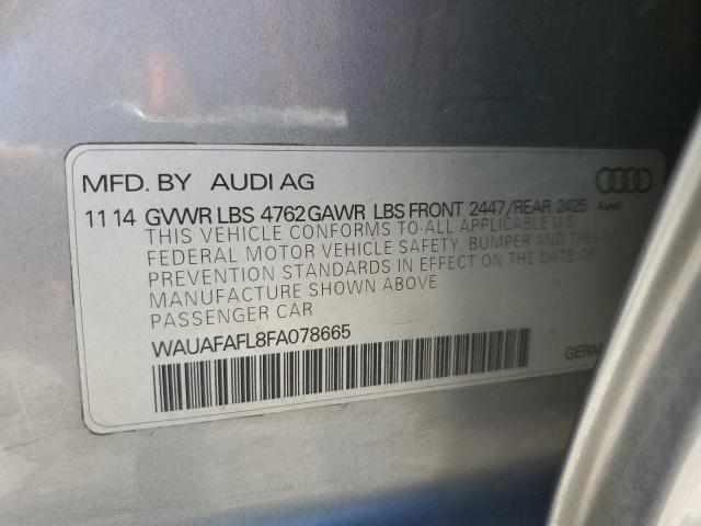 WAUAFAFL8FA078665 - 2015 AUDI A4 PREMIUM SILVER photo 12