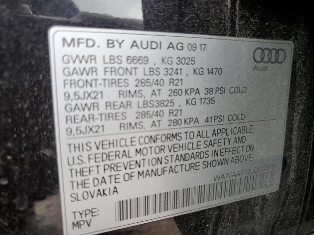 WA1VAAF72JD014919 - 2018 AUDI Q7 PRESTIGE 黑色 照片 14