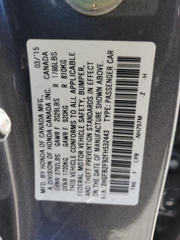2HGFB2F92FH532443 - 2015 HONDA CIVIC EXL GRAY photo 13