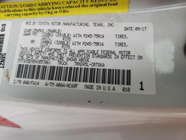 5TFSX5EN5HX057061 - 2017 TOYOTA TACOMA ACCESS CAB თეთრი ფოტო 12