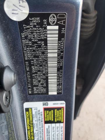 2T1BURHE2JC006617 - 2018 TOYOTA COROLLA L GRAY photo 12