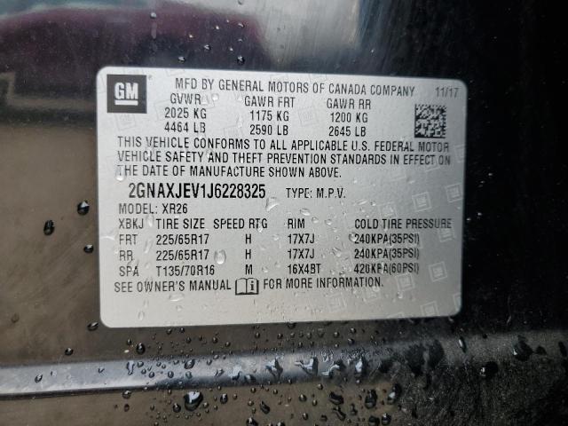 2GNAXJEV1J6228325 - 2018 CHEVROLET EQUINOX LT BLACK photo 12