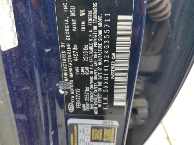 5XXGT4L32KG355711 - 2019 KIA OPTIMA LX 蓝色 照片 12