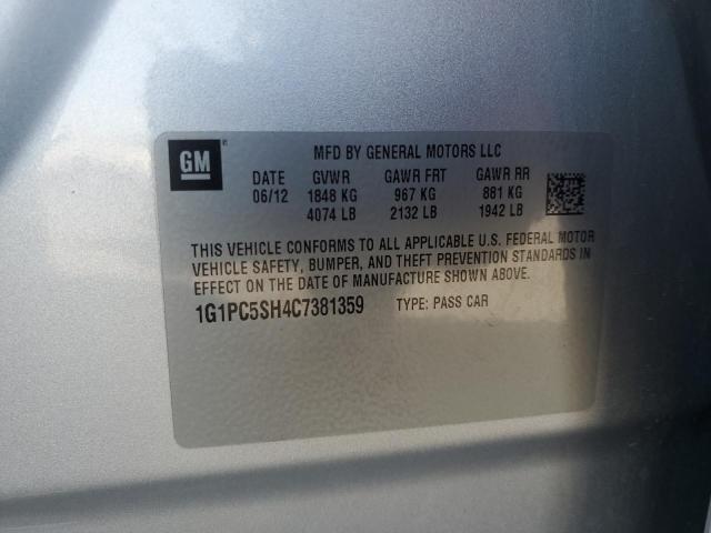 1G1PC5SH4C7381359 - 2012 CHEVROLET CRUZE LS Gümüş fotoğraf 13