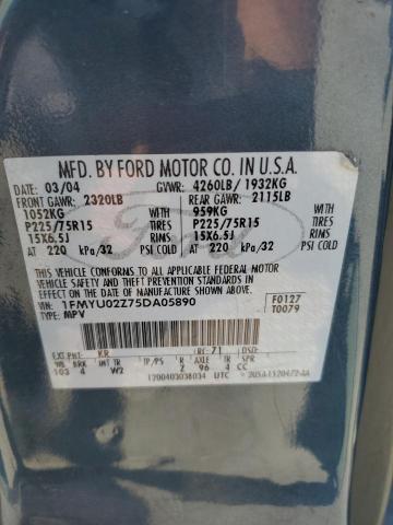 1FMYU02Z75DA05890 - 2005 FORD ESCAPE XLS BLUE photo 12