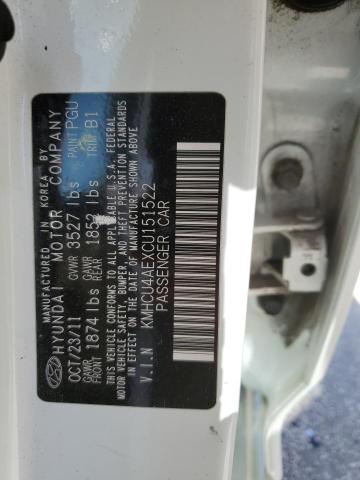 KMHCU4AEXCU151522 - 2012 HYUNDAI ACCENT GLS თეთრი ფოტო 12