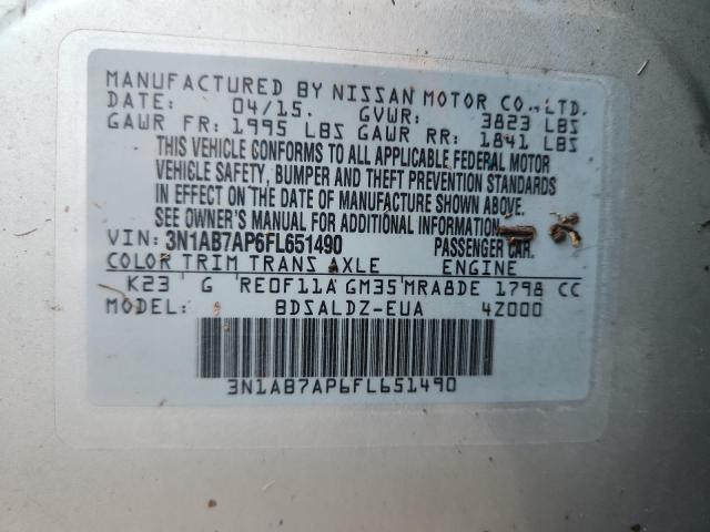 3N1AB7AP6FL651490 - 2015 NISSAN SENTRA S Сріблястий фото 13