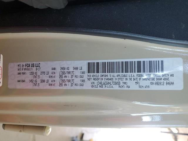 1C4BJWDG0HL733059 - 2017 JEEP WRANGLER U SPORT TAN photo 13