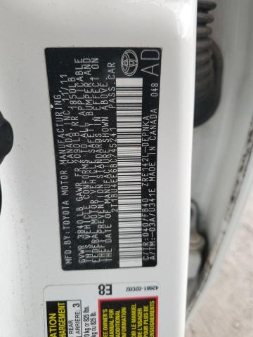 2T1BU4EE6BC745241 - 2011 TOYOTA COROLLA BASE 白色 照片 12